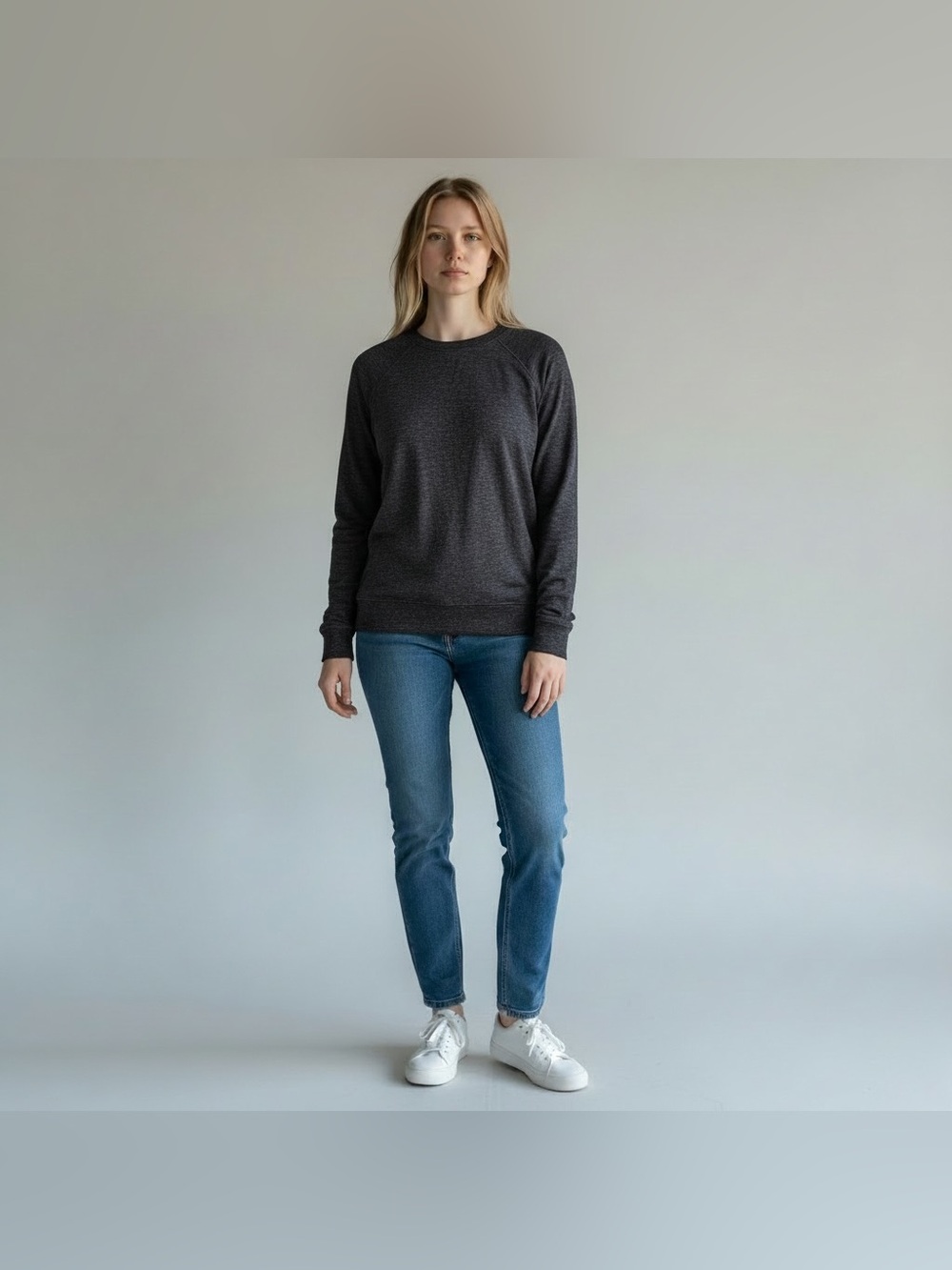 Buffalo Cozy Crewneck Pullover NWT | Medium • Heather Black • Soft Tri‑Blend